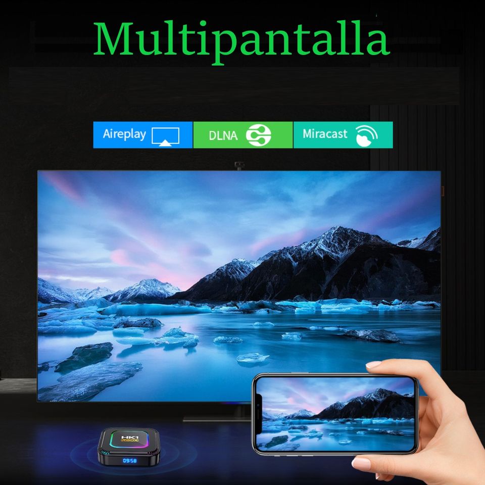 TV box dispositivo smartTV inteligente decodificador Android 13 8K luz RGB 4GB Wifi 32gb usb hdmi.