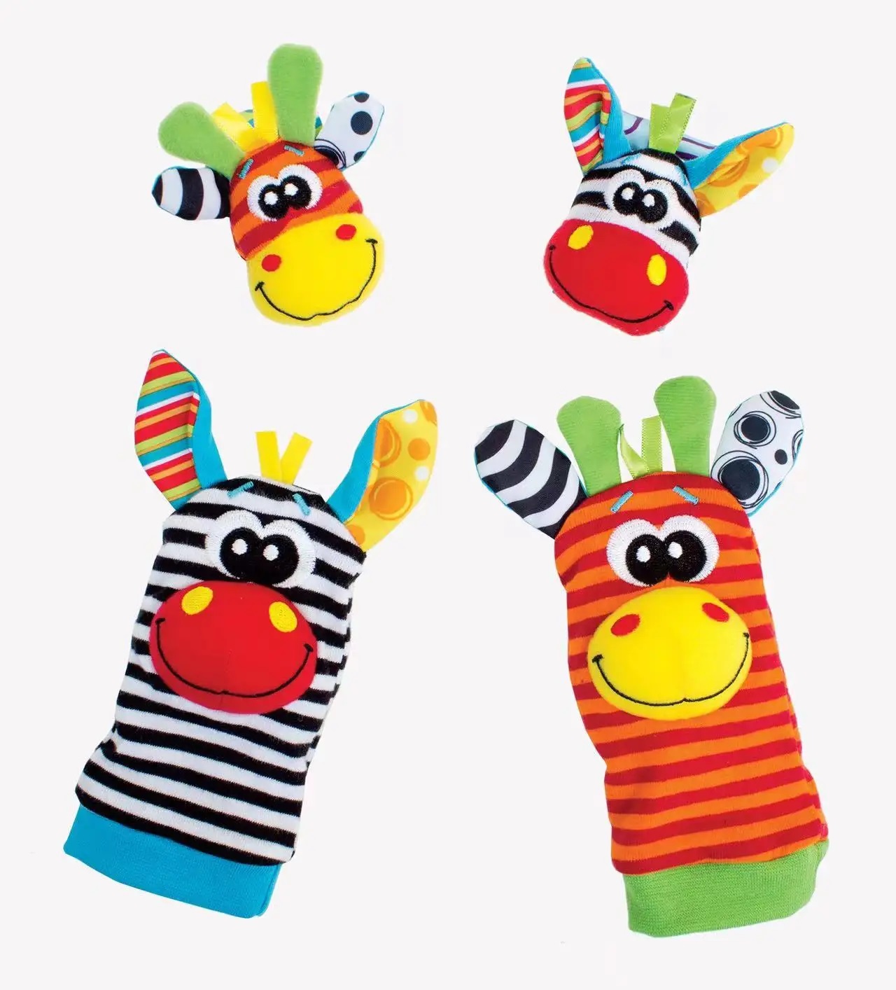 4 Sonajas Para Bebe Calcetines Juguete Estimulación Temprana Muñecos Animales.