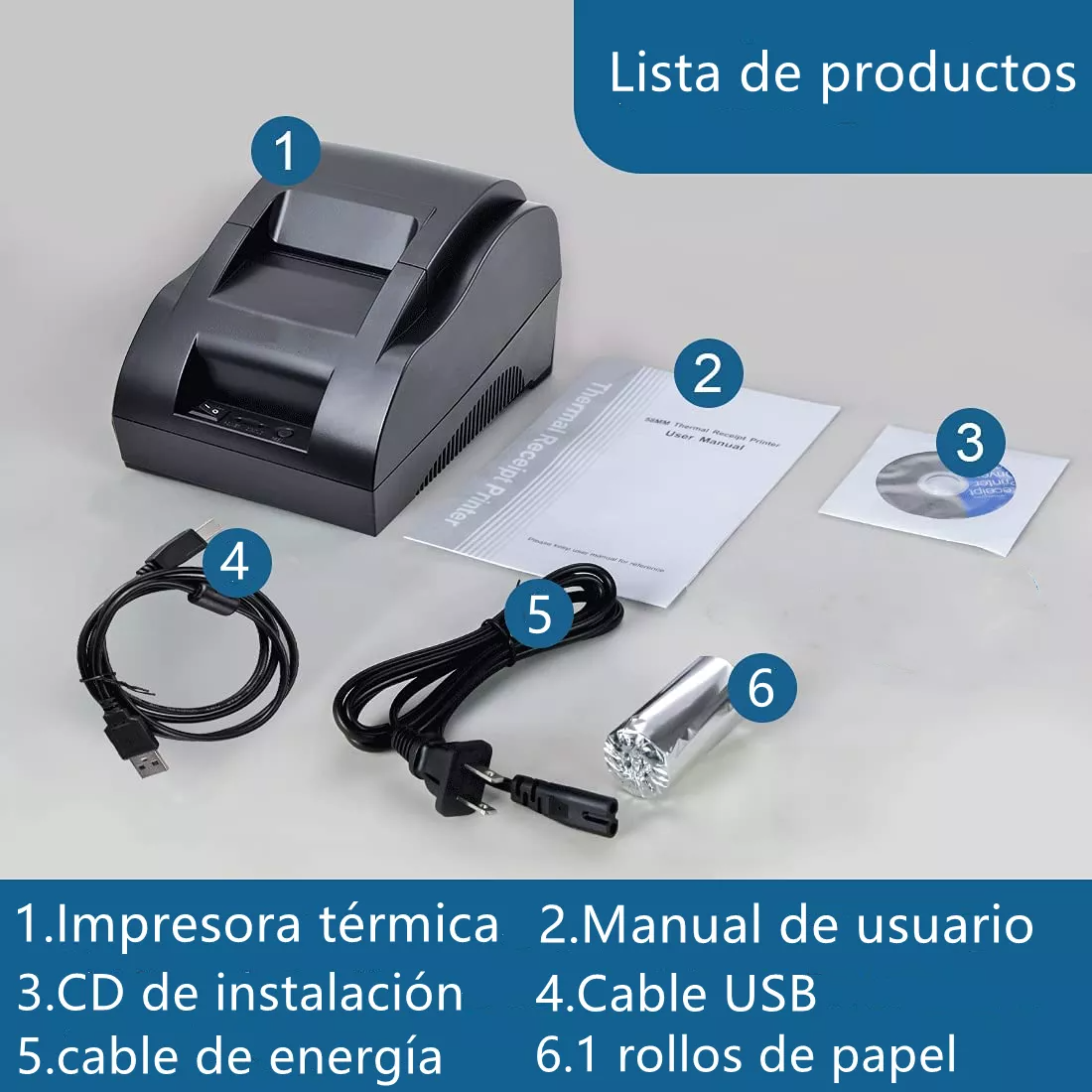 Impresora Térmica Usb Impresora De Recibos De 58 Mm FANDBO XP-58IIH Negro 110V.