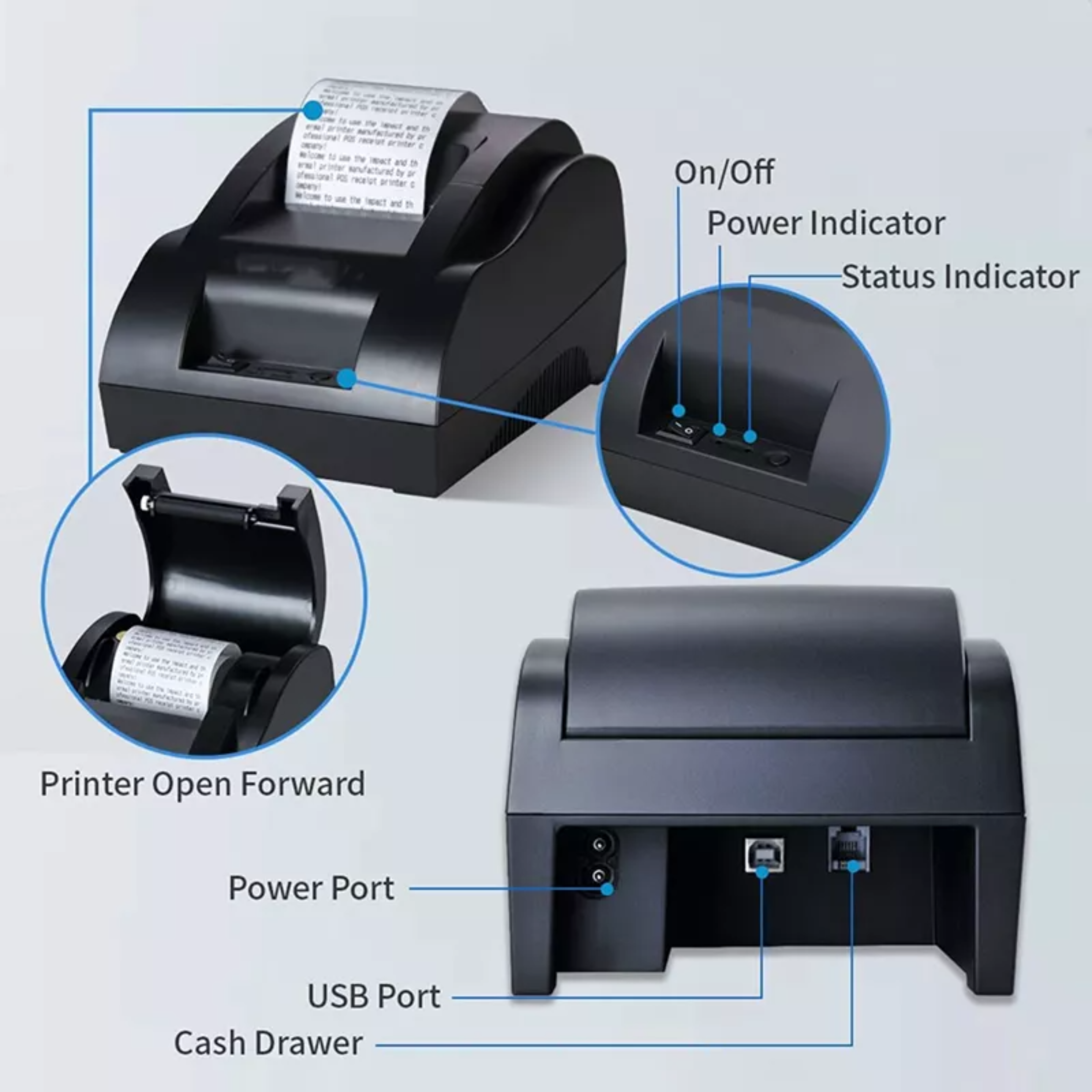 Impresora Térmica Usb Impresora De Recibos De 58 Mm FANDBO XP-58IIH Negro 110V.