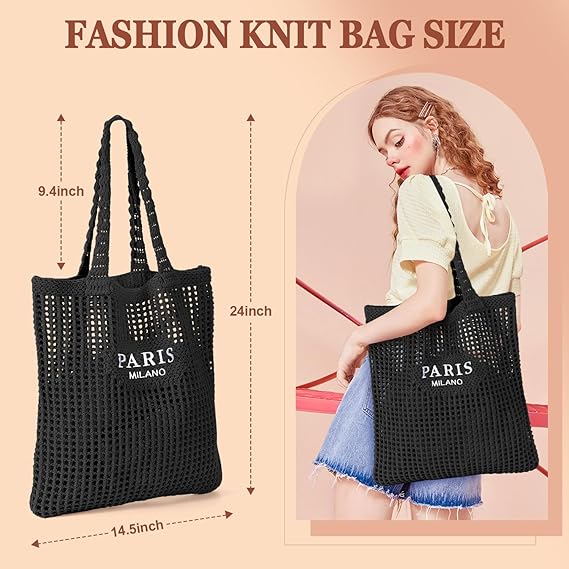 A Bolsa de ganchillo para mujer, de malla de ganchillo para playa, para verano, día festivo, estética, bohemio, para mujer.
