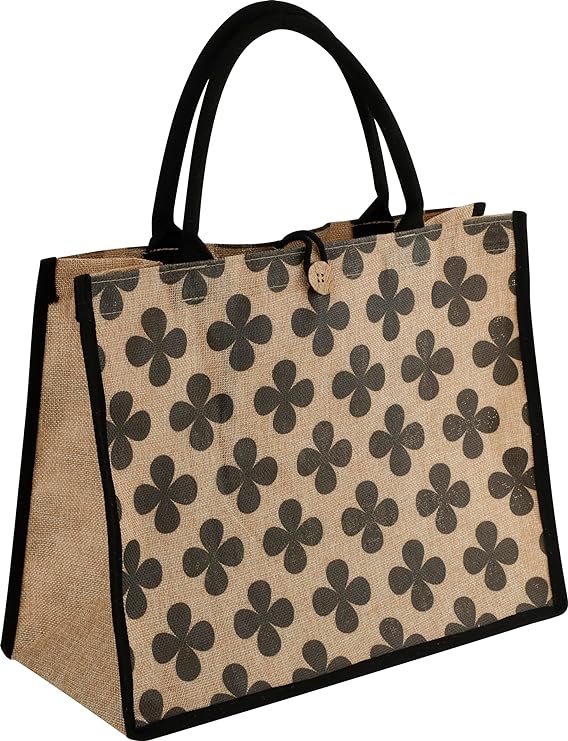 A Bolso Tote grande de Mujer-Bolsa Tote de Yute con Asas Regalo reutilizable -Bolsa de playa de yute.