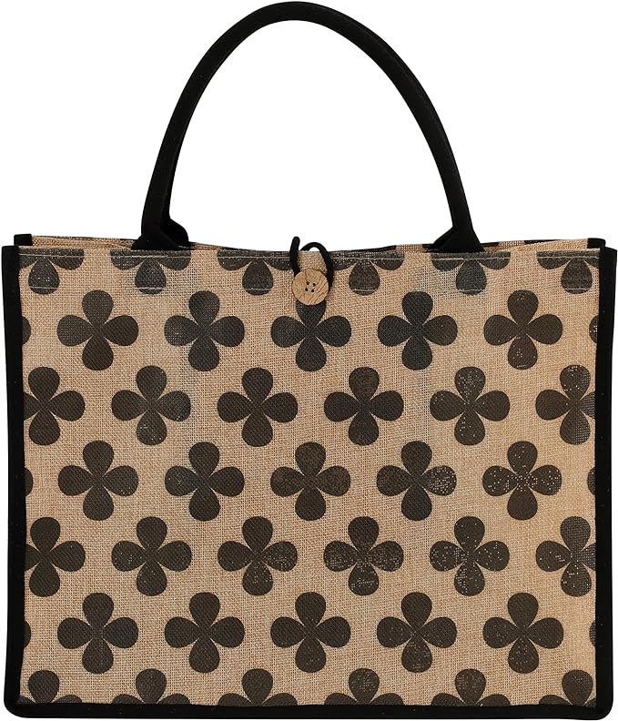 A Bolso Tote grande de Mujer-Bolsa Tote de Yute con Asas Regalo reutilizable -Bolsa de playa de yute.