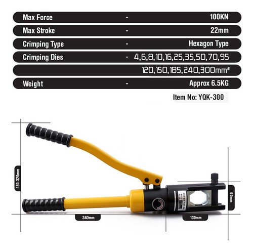 16 Ton Ponchadora Pinza Hidraulica Set 34 Pzs Dados 4-300mm
