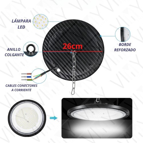 Lámpara Industrial De Campana Led Blanco 100w ufo high bay