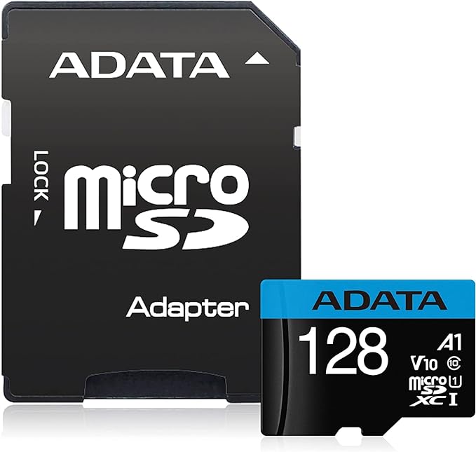 ADATA 128 GB Tarjeta de Memoria Micro SDXC con Adaptador Color Negro con Azul A1 (Clase 10).