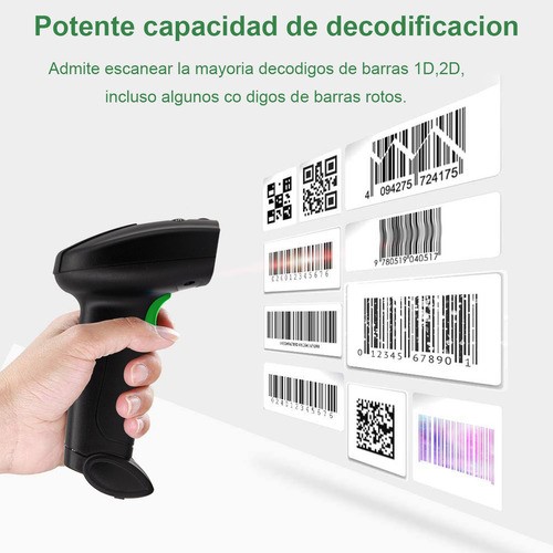 Lector De Códigos De Barras Inalambrico Shawty 1d/2d Lector Color Negro
