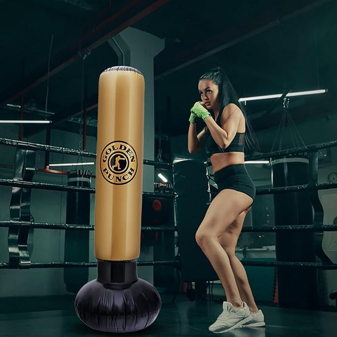 A Uzelia Columnas Inflables de Boxeo para Niños y Adultos, Equipo de Entrenamiento de Boxeo con Sacos de Arena,Aacos de Arena Verticales de Descompresión Doméstica.