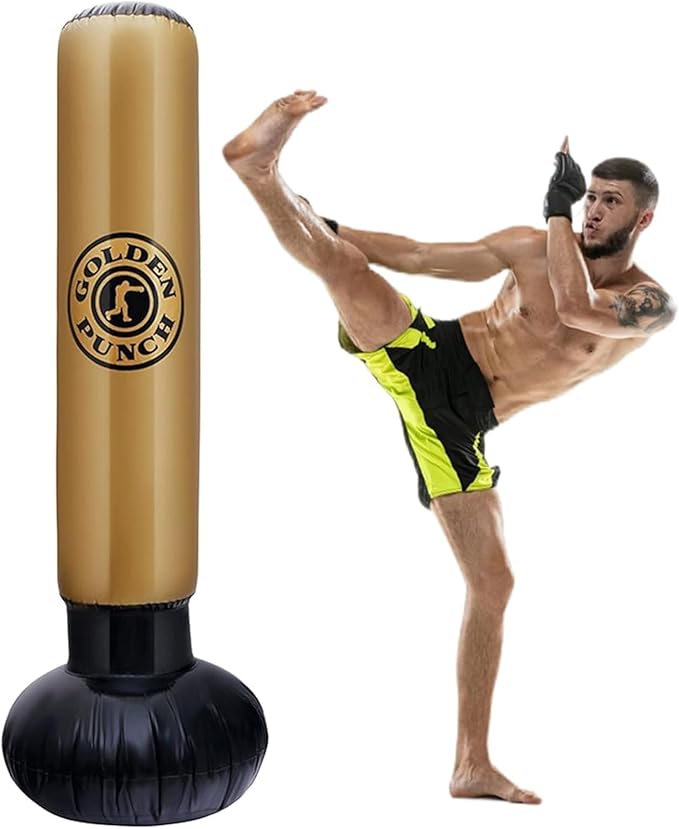 A Uzelia Columnas Inflables de Boxeo para Niños y Adultos, Equipo de Entrenamiento de Boxeo con Sacos de Arena,Aacos de Arena Verticales de Descompresión Doméstica.