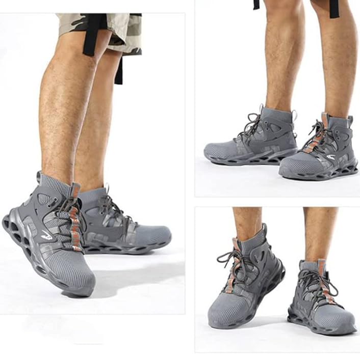 CHEHILL Tenis de Seguridad Altos con Puntera de Acero para Hombres, Zapatos de Seguridad Industrial Cómodas Resistente Desgaste, Anti Aplastamiento, Anti Perforación.