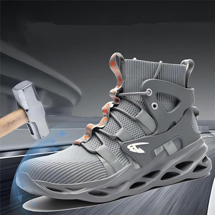 CHEHILL Tenis de Seguridad Altos con Puntera de Acero para Hombres, Zapatos de Seguridad Industrial Cómodas Resistente Desgaste, Anti Aplastamiento, Anti Perforación.