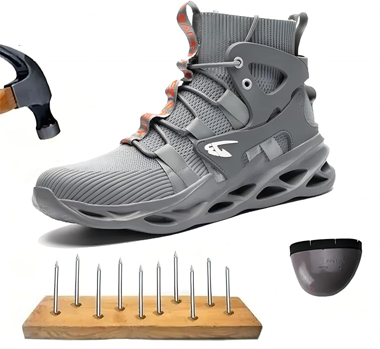 CHEHILL Tenis de Seguridad Altos con Puntera de Acero para Hombres, Zapatos de Seguridad Industrial Cómodas Resistente Desgaste, Anti Aplastamiento, Anti Perforación.