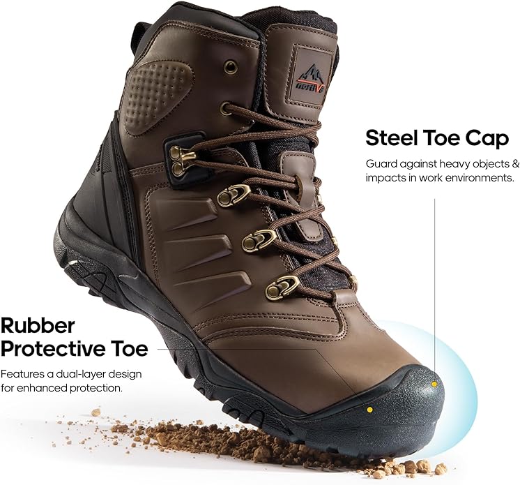 NORTIV 8 Botas con Punta de Acero para Hombres Botas Industriales Impermeables y Transpirables de Seguridad.