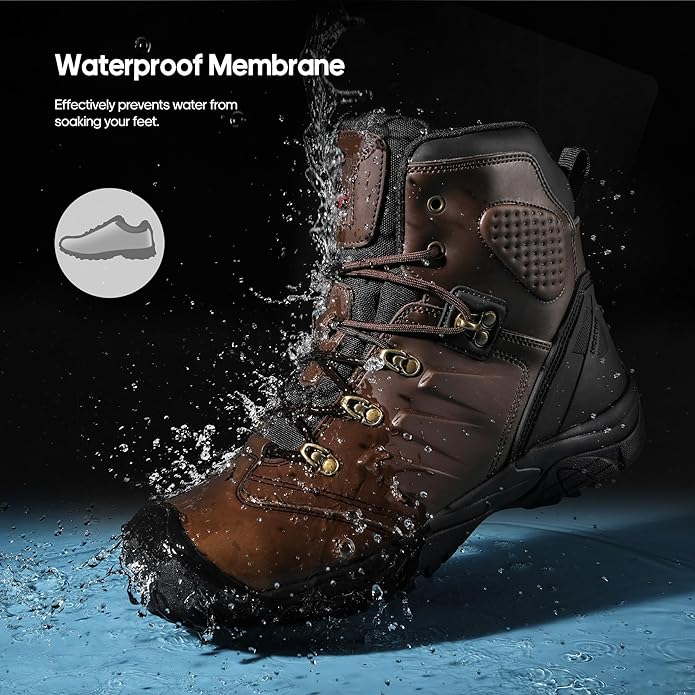 NORTIV 8 Botas con Punta de Acero para Hombres Botas Industriales Impermeables y Transpirables de Seguridad.