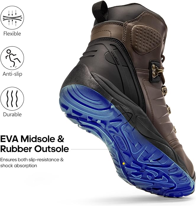 NORTIV 8 Botas con Punta de Acero para Hombres Botas Industriales Impermeables y Transpirables de Seguridad.
