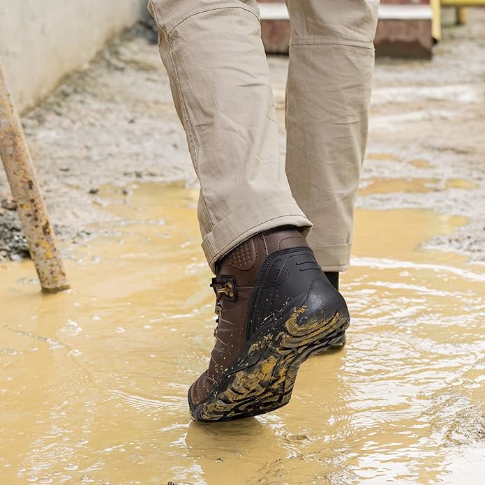 NORTIV 8 Botas con Punta de Acero para Hombres Botas Industriales Impermeables y Transpirables de Seguridad.