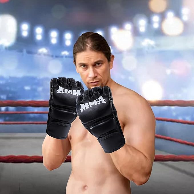 A ZYHSLZ Guantes MMA Boxeo, Guantes de Boxeo para Hombre y Mujer, Guantes Box, Guantes de Entrenamiento de Medio Dedo, Guantes Saco de Boxeo, Guantes de Combate,3cm Espesor,Protección.