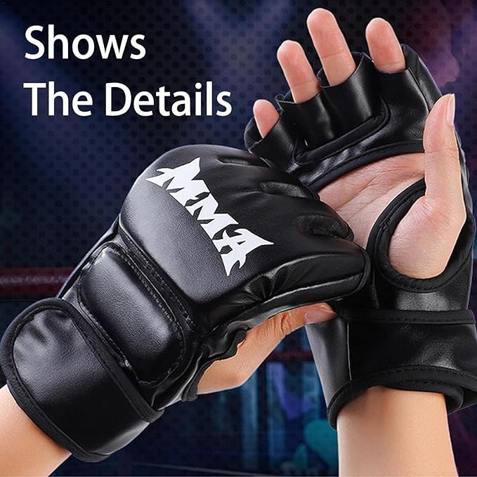A ZYHSLZ Guantes MMA Boxeo, Guantes de Boxeo para Hombre y Mujer, Guantes Box, Guantes de Entrenamiento de Medio Dedo, Guantes Saco de Boxeo, Guantes de Combate,3cm Espesor,Protección.