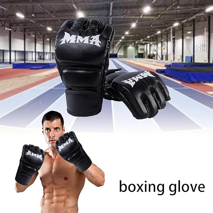 A ZYHSLZ Guantes MMA Boxeo, Guantes de Boxeo para Hombre y Mujer, Guantes Box, Guantes de Entrenamiento de Medio Dedo, Guantes Saco de Boxeo, Guantes de Combate,3cm Espesor,Protección.