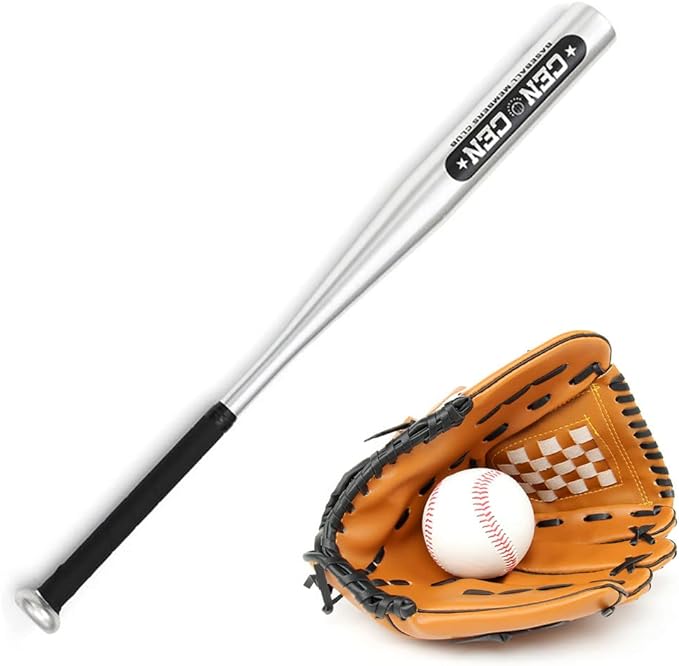 A GUYUN Juego De Bate de béisbol, 3 Sets. 1 Bate de béisbol de aleación de Aluminio de 25 "63 cm de Largo, 1 ud. 10,5" tamaño para Guante de PVC para niños y 1 ud. Bolsa de béisbol estándar de 9".