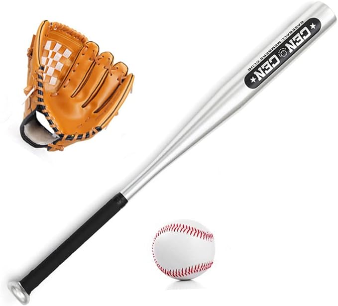 A GUYUN Juego De Bate de béisbol, 3 Sets. 1 Bate de béisbol de aleación de Aluminio de 25 "63 cm de Largo, 1 ud. 10,5" tamaño para Guante de PVC para niños y 1 ud. Bolsa de béisbol estándar de 9".