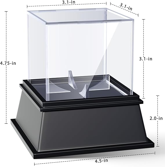 A KKU - Vitrina de béisbol de acrílico gruesa con elegante base negra, resistente al polvo con protección UV, estuche de béisbol transparente para pelotas firmadas.