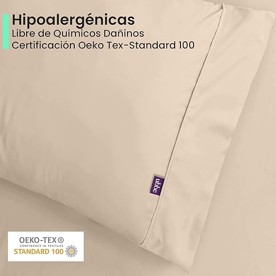 A Ubbe Juego de Sábanas 1800 Premier Collection de 4 Piezas | Sábanas de Microfibra de Lujo de Hotel Doble Cepillado | Avena, King Size.