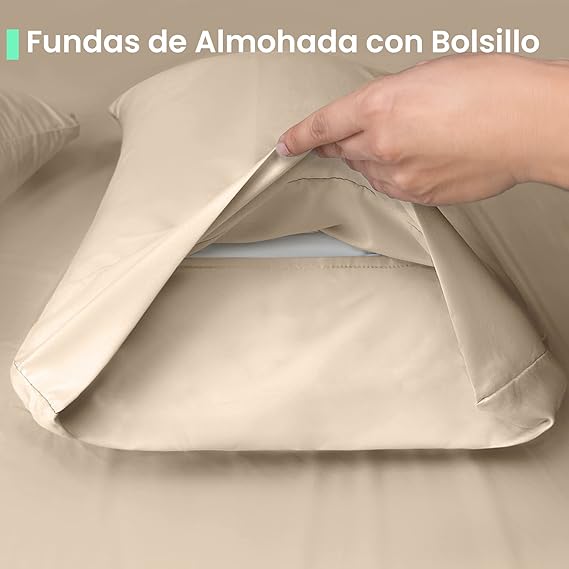 A Ubbe Juego de Sábanas 1800 Premier Collection de 4 Piezas | Sábanas de Microfibra de Lujo de Hotel Doble Cepillado | Avena, King Size.