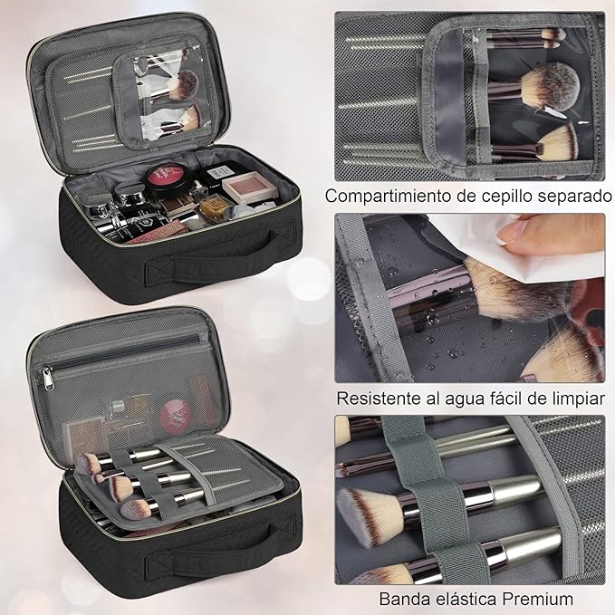 A Cosmetiqueras Bolsa de Maquillaje 2Pcs Neceser de Viaje Impermeable Bolsa de CosméTicos Multifunción Grande Estuche de Maquillaje Para Mujeres Niñas.