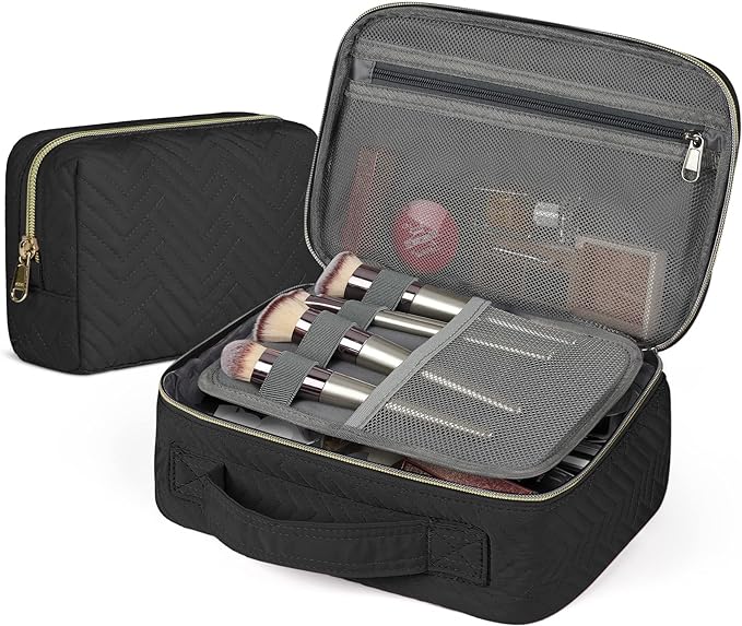 A Cosmetiqueras Bolsa de Maquillaje 2Pcs Neceser de Viaje Impermeable Bolsa de CosméTicos Multifunción Grande Estuche de Maquillaje Para Mujeres Niñas.