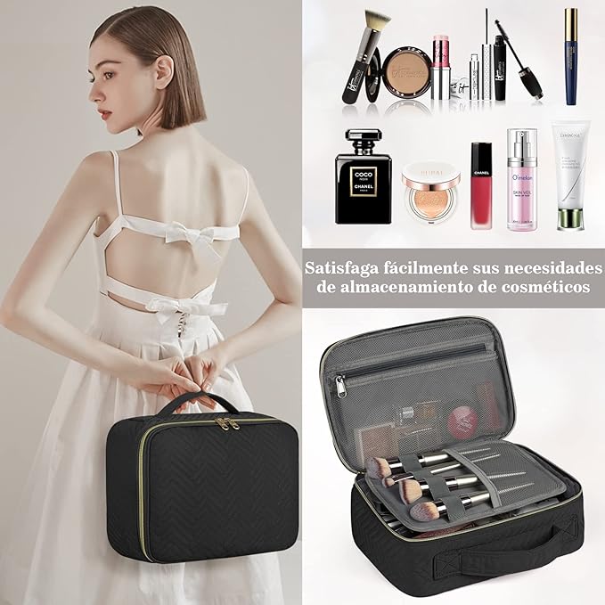 A Cosmetiqueras Bolsa de Maquillaje 2Pcs Neceser de Viaje Impermeable Bolsa de CosméTicos Multifunción Grande Estuche de Maquillaje Para Mujeres Niñas.