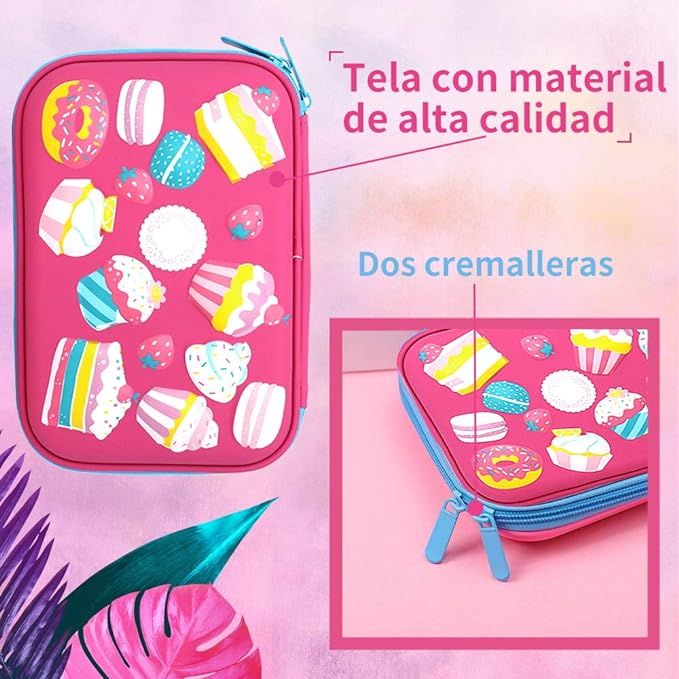 A Estuches para Lapices Lapiceros Bolsa para Bolígrafos Estuches para Plumones y Colores Lapiceras Estuches Escolares Portalápices Grande para Niña Niños (rosa claro).