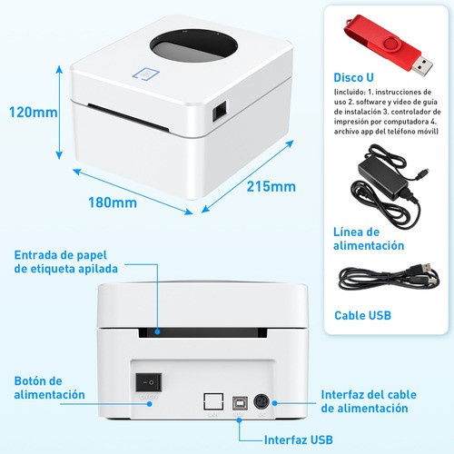 Impresora De Termica De Envío Etiqueta Adhesiva Usb 25-104m