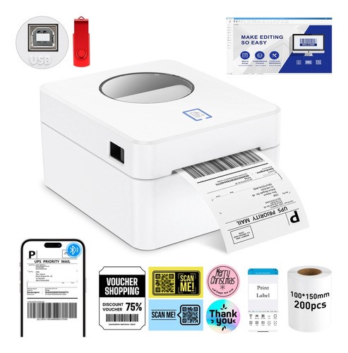 Impresora De Termica De Envío Etiqueta Adhesiva Usb 25-104m