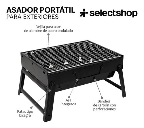Asador Parrilla Carbón Grill Cocina Bbq Portátil Cocina