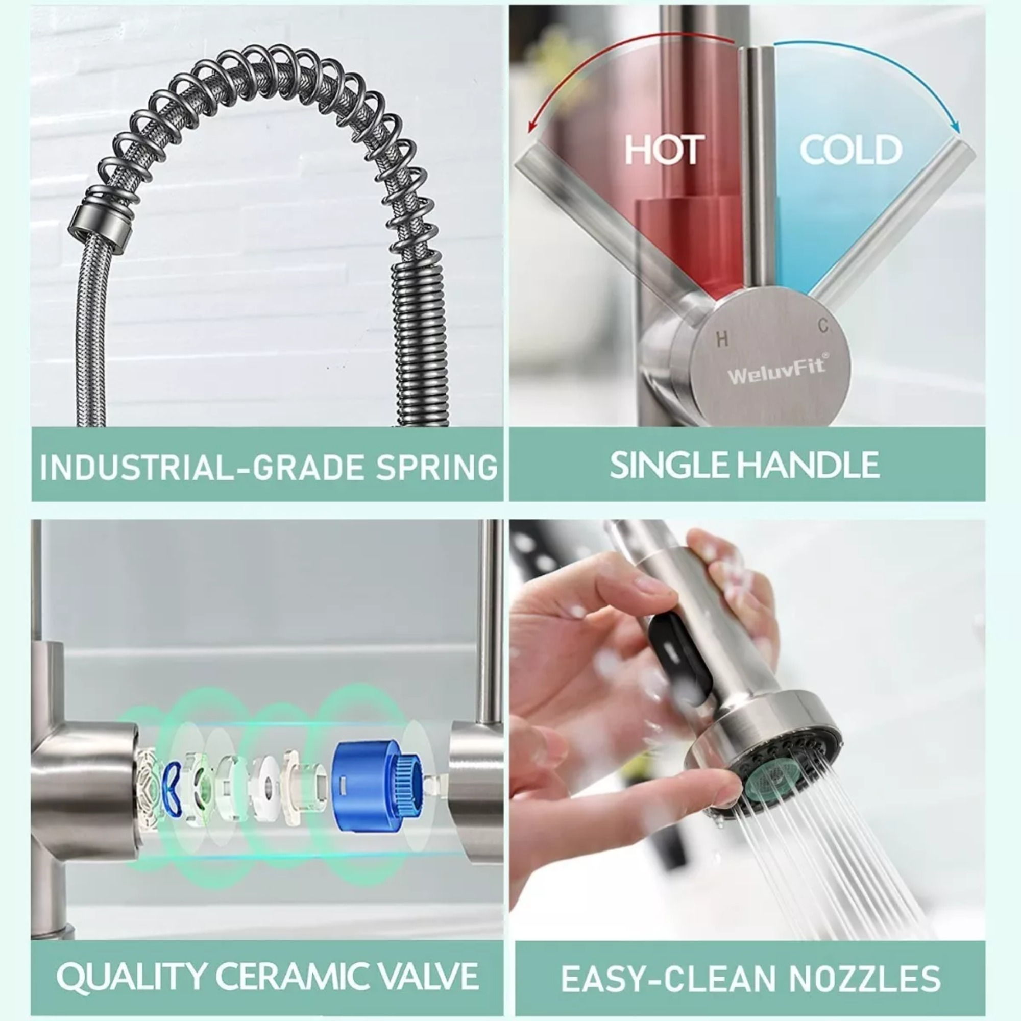 Weluvfit Grifo Mezclador Cocina Monomando Fregadero Llave.