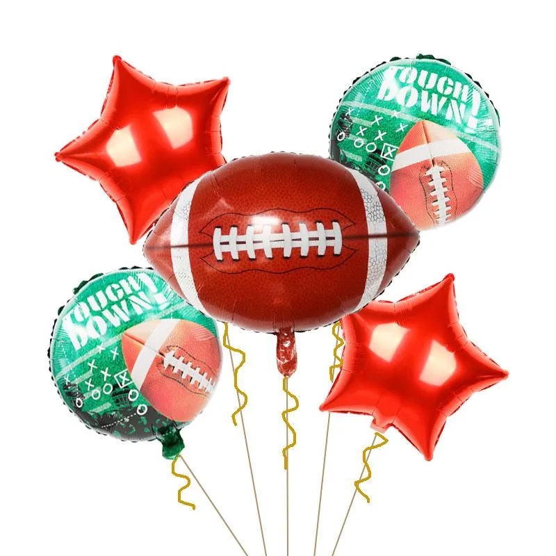 Juego 5 Globos Metálico Balón Americano NFL Fiesta Modelo 1
