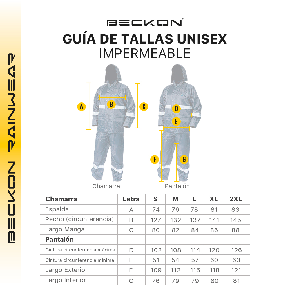 Impermeable para lluvia Senderismo Montaña Uso Rudo + Reflejantes Beckon.