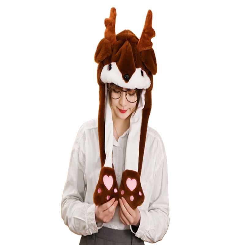 Gorro Orejas Moviles Dibujos Animados Niños Adultos Navidad Reno