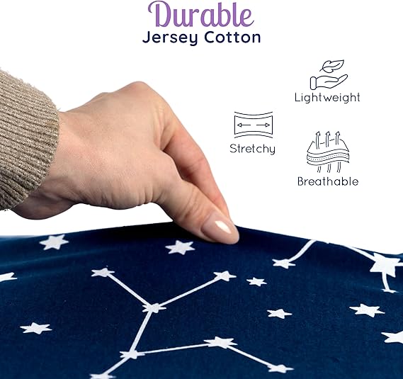 A GROW WILD - Juego de 3 sábanas bajeras para cuna para niños o niñas, juego de ropa de cama suave y juego de cama, sábanas bajeras de moisés de alta calidad, color azul, blanco y gris estrellas.