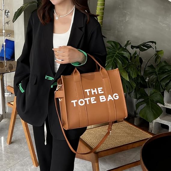 A The Tote Bag de piel grande para mujer, Bolsas Totes con cierre, bolsa tote bag mujer, bolsa cruzada de PU para viajes, oficina.