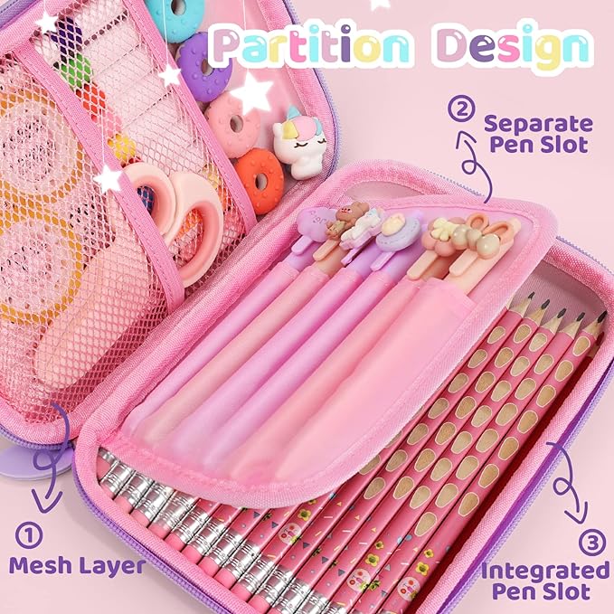 A CozyModern - Estuche para lápices de unicornio para niñas, 3D de EVA de gran capacidad, bonito regalo para adolescentes y niños escolares (unicornio lunar, L).