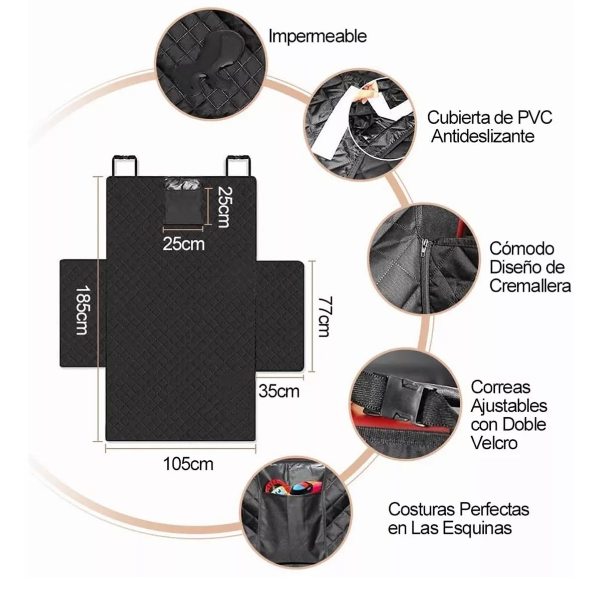 Forro De Carga Para Perros Funda Impermeable Mascota De Auto.