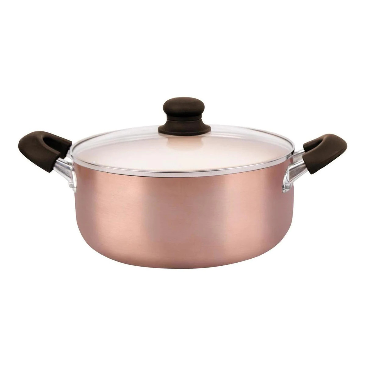 Cacerola Olla HUDSON 24cm Aluminio Antiadherente con tapa cristal.