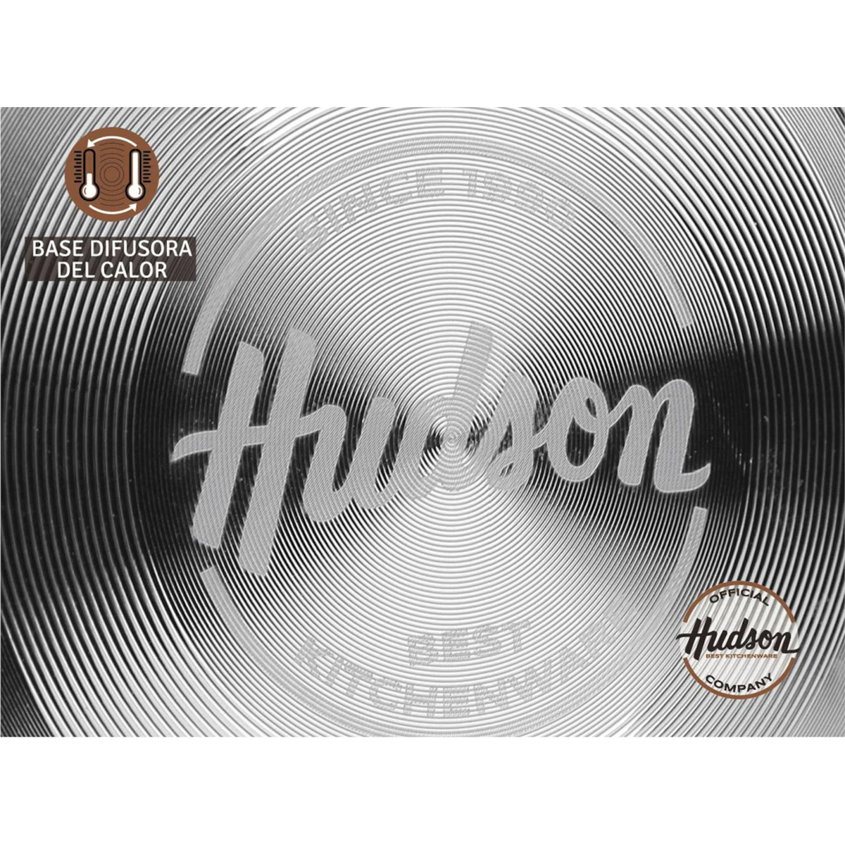 Cacerola Olla HUDSON 24cm Aluminio Antiadherente con tapa cristal.