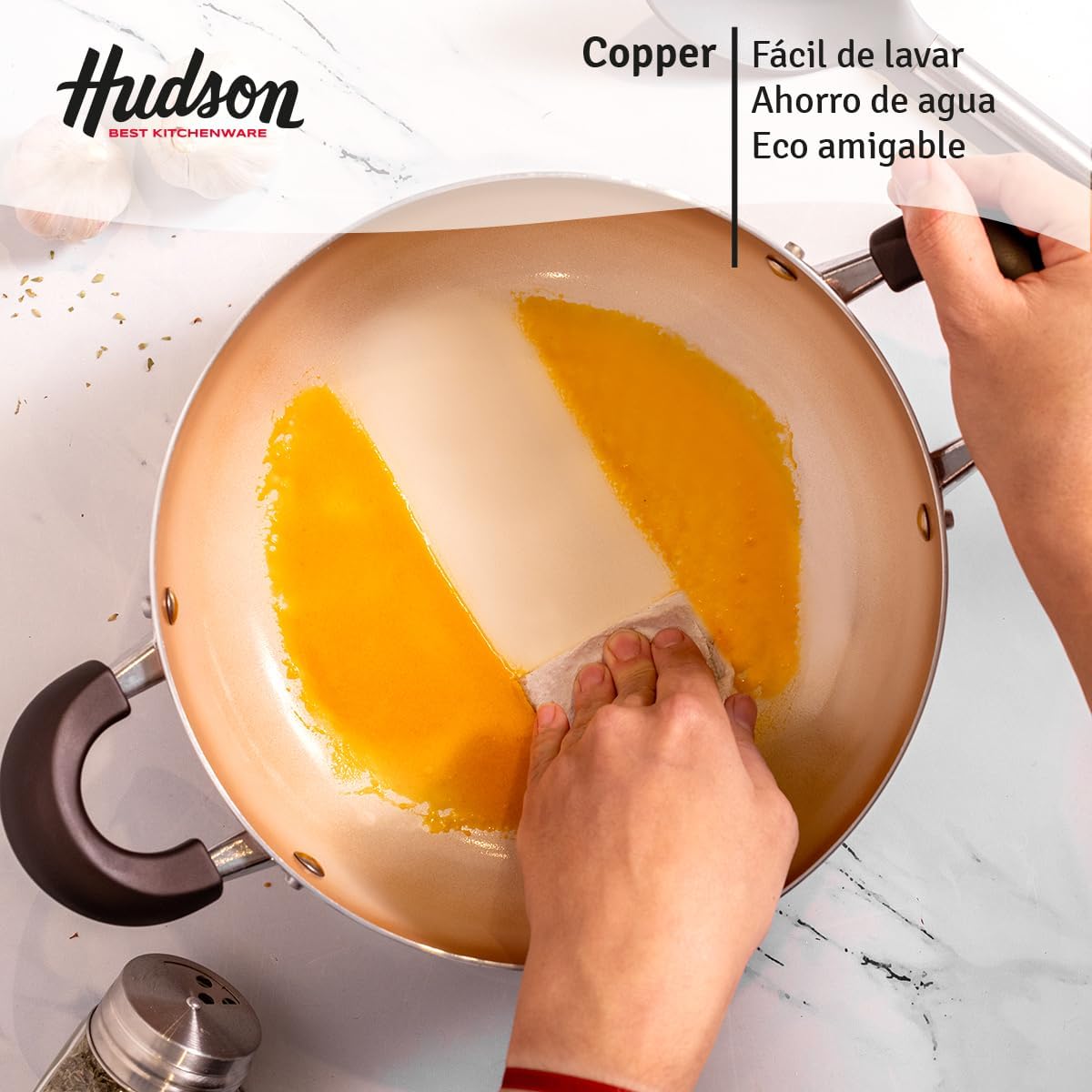 Cacerola Olla HUDSON 24cm Aluminio Antiadherente con tapa cristal.
