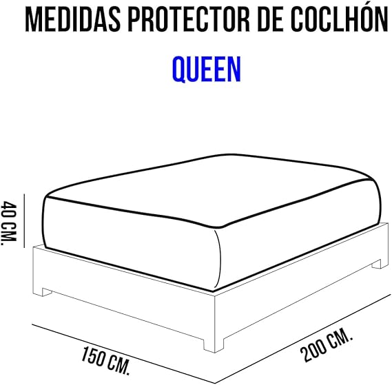 A Azteca Protector de Colchon Ultrasonico Microfibra Repelente, Acabado Premium. Tamaño Queen Size (152 x 190 cm) Ajusta Colchones de 15-40cm..