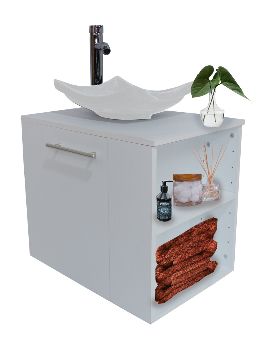 Combo De Gabinete Para Baño 07 Derecho Con Lavamanos Y Monomando + Botiquin Con Espejo