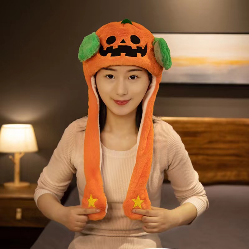 Gorro Orejas Moviles Dibujos Animados Niños Adultos Calabaza Halloween