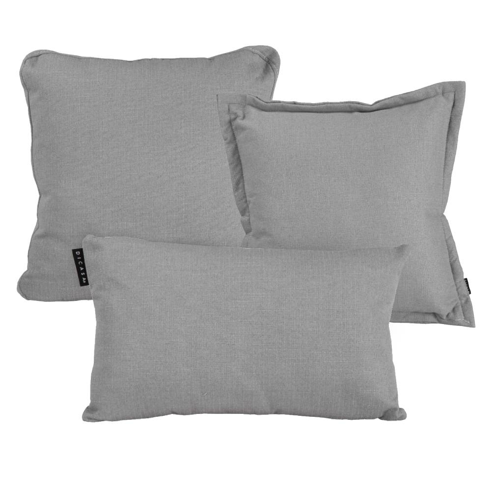 Set de 3 Cojines Decorativos Dicasa Have Kappa, Delta y Zita Havre Gris.